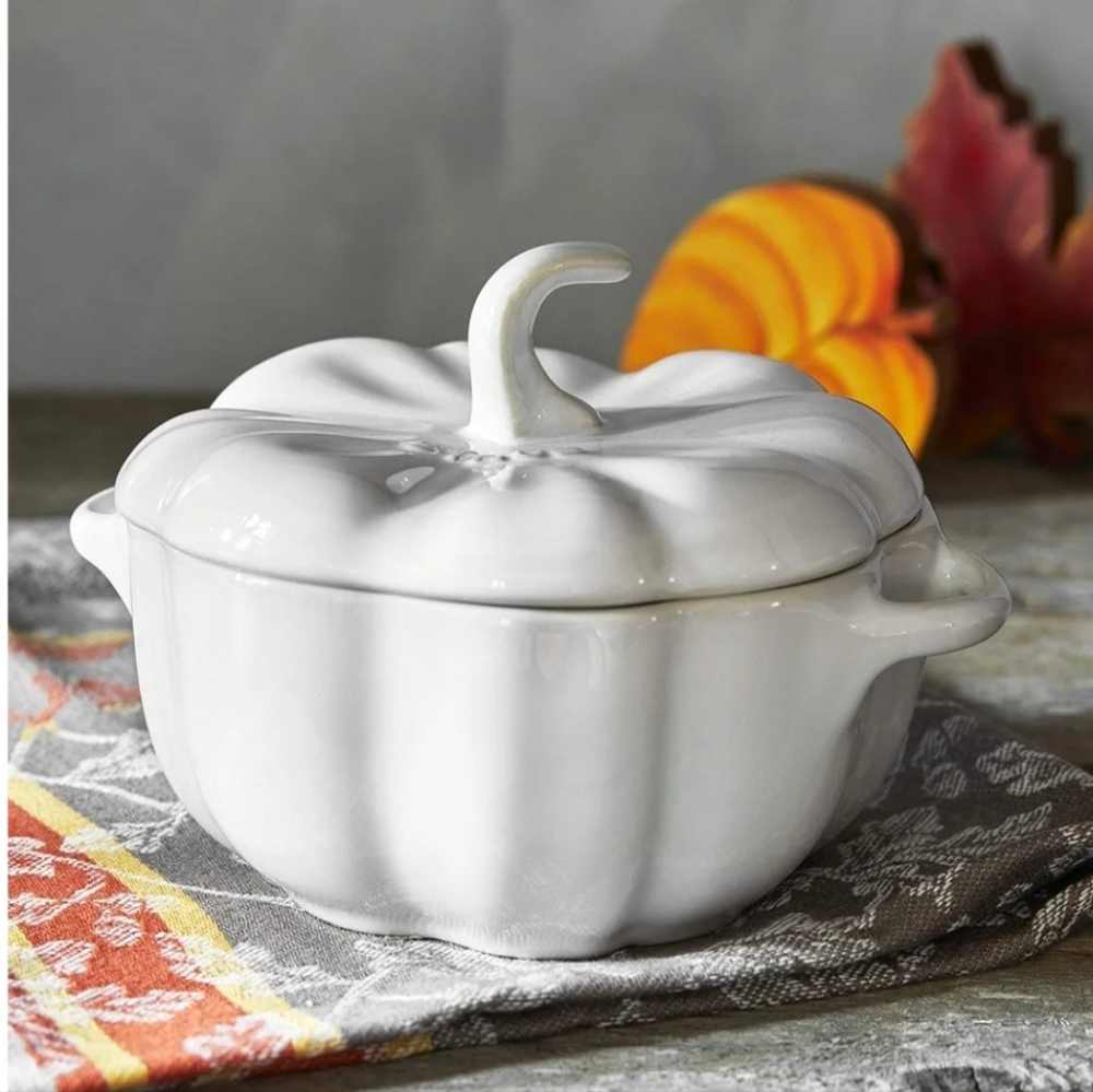 Elegant Cream Pumpkin Ceramic Dish